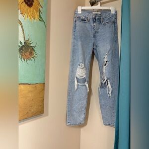 Distressed Light Blue Levi Wedgie Jeans